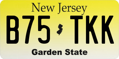 NJ license plate B75TKK
