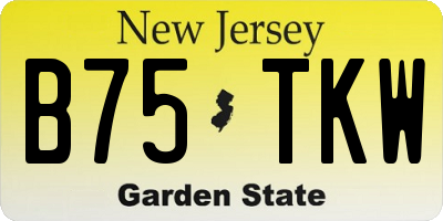 NJ license plate B75TKW