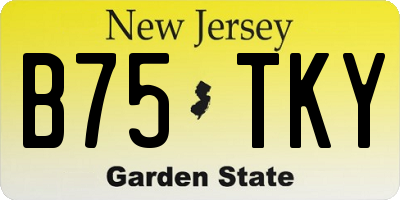 NJ license plate B75TKY