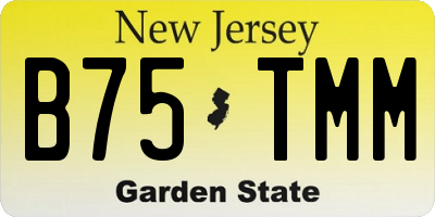 NJ license plate B75TMM