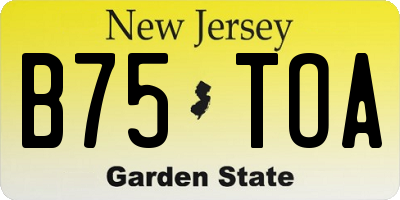 NJ license plate B75TOA