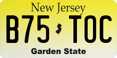 NJ license plate B75TOC