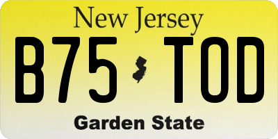 NJ license plate B75TOD