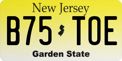 NJ license plate B75TOE