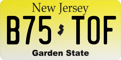 NJ license plate B75TOF