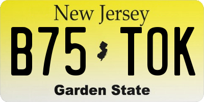 NJ license plate B75TOK