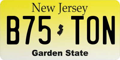 NJ license plate B75TON