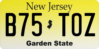 NJ license plate B75TOZ