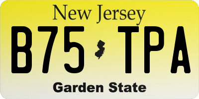 NJ license plate B75TPA