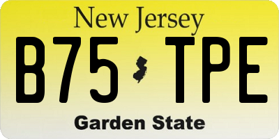 NJ license plate B75TPE