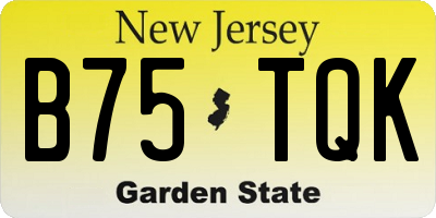 NJ license plate B75TQK