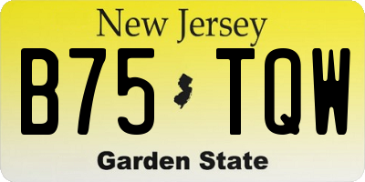 NJ license plate B75TQW