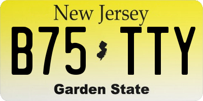 NJ license plate B75TTY