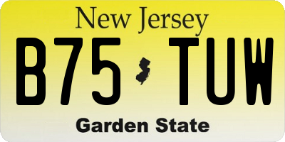 NJ license plate B75TUW
