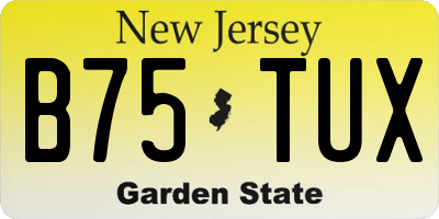 NJ license plate B75TUX