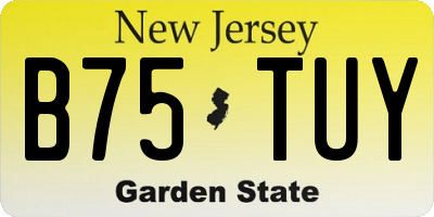 NJ license plate B75TUY
