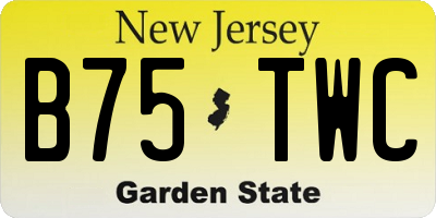 NJ license plate B75TWC