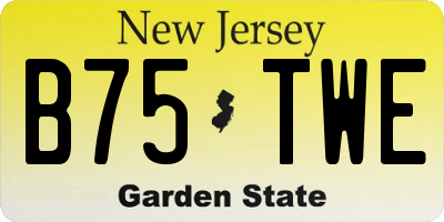 NJ license plate B75TWE