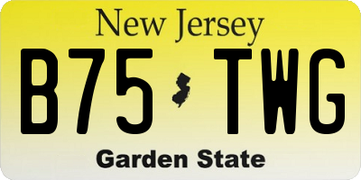 NJ license plate B75TWG
