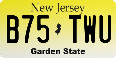 NJ license plate B75TWU