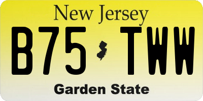 NJ license plate B75TWW