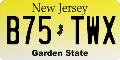 NJ license plate B75TWX