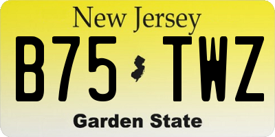 NJ license plate B75TWZ