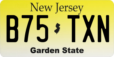 NJ license plate B75TXN