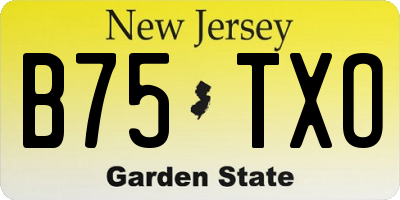 NJ license plate B75TXO
