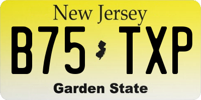 NJ license plate B75TXP