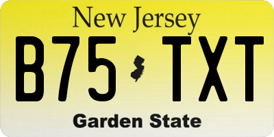 NJ license plate B75TXT