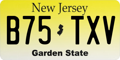NJ license plate B75TXV