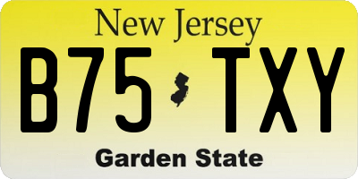 NJ license plate B75TXY
