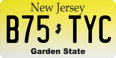 NJ license plate B75TYC