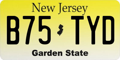 NJ license plate B75TYD
