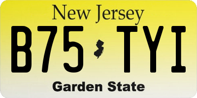 NJ license plate B75TYI