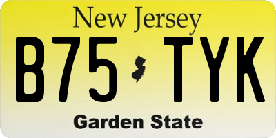 NJ license plate B75TYK