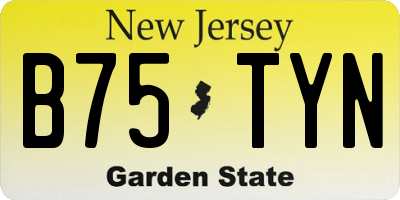 NJ license plate B75TYN