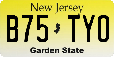NJ license plate B75TYO