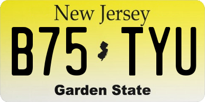 NJ license plate B75TYU