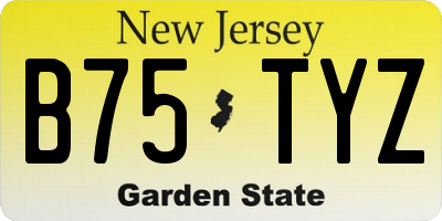 NJ license plate B75TYZ