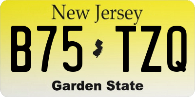 NJ license plate B75TZQ