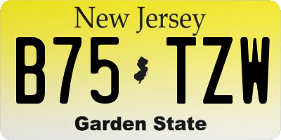 NJ license plate B75TZW