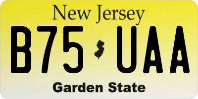 NJ license plate B75UAA