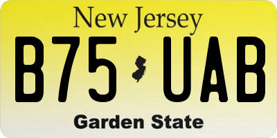 NJ license plate B75UAB