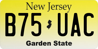 NJ license plate B75UAC