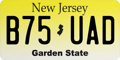 NJ license plate B75UAD