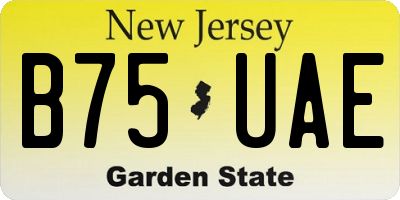 NJ license plate B75UAE