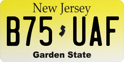 NJ license plate B75UAF