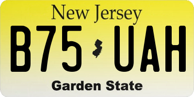 NJ license plate B75UAH